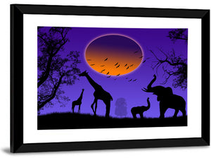 Wild Animals Silhouette Wall Art