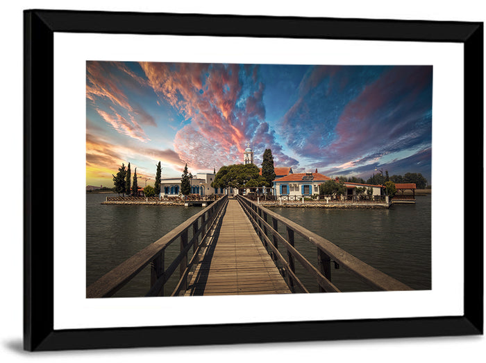 Agios Achilleios Monastery at Sunset Wall Art as a framed print