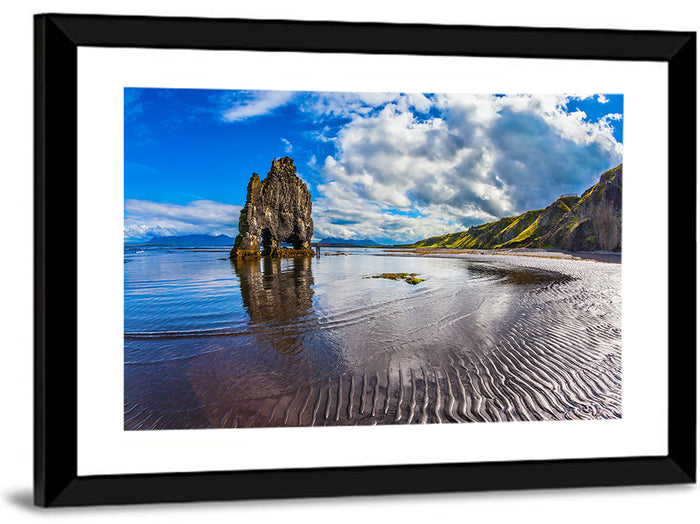 Hvítserkur Sea Stack at Sunset Wall Art as a framed print
