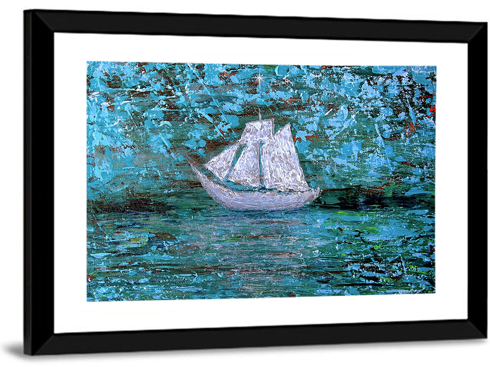 White Boat Wall Art