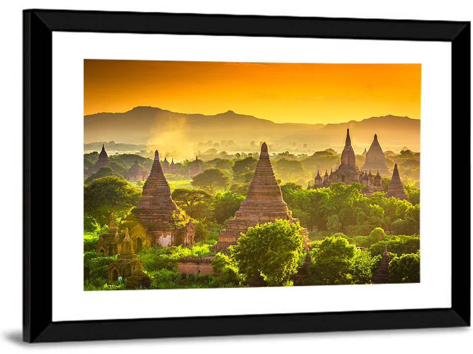 Bagan Golden Hour Temples Wall Art