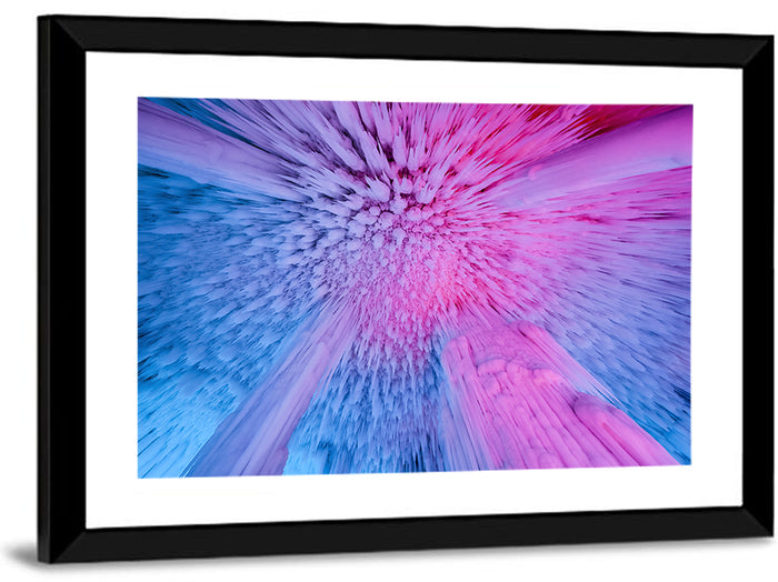 Ethereal Ice Cave Icicles Wall Art as a framed print