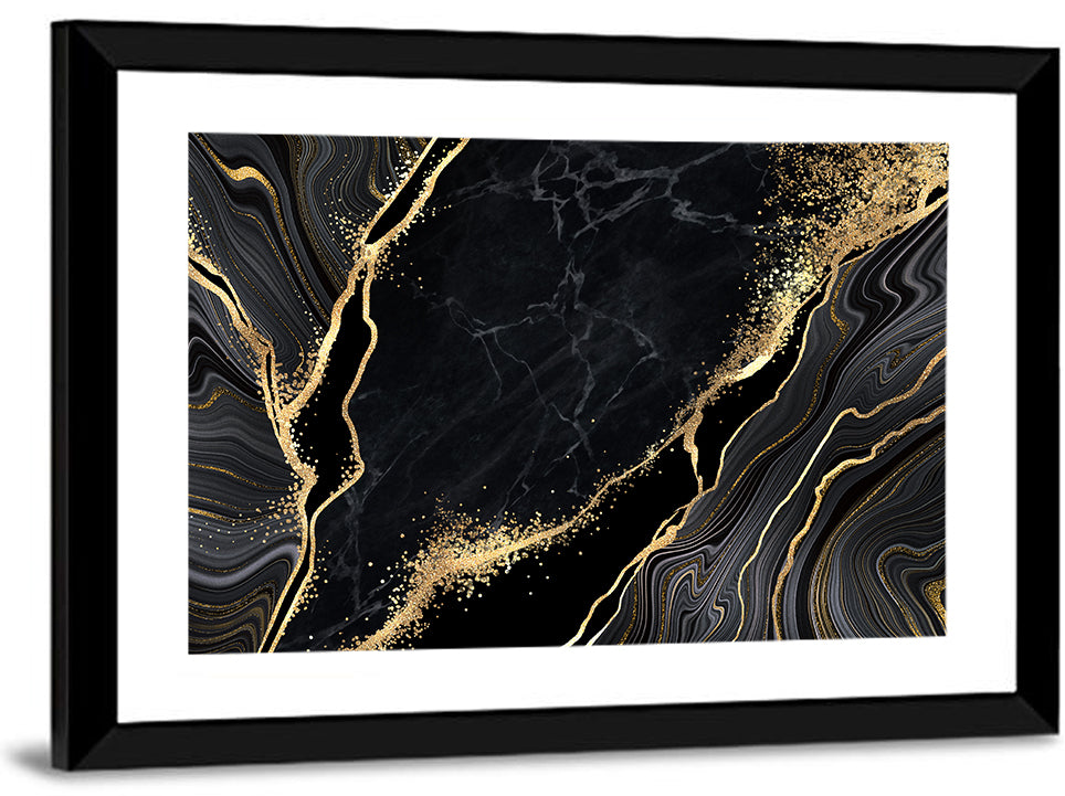 Diagonal Gold Veined Marble Wall Art