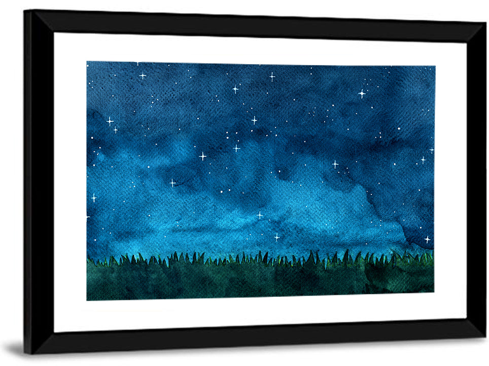 Starry Meadow Night Sky Wall Art