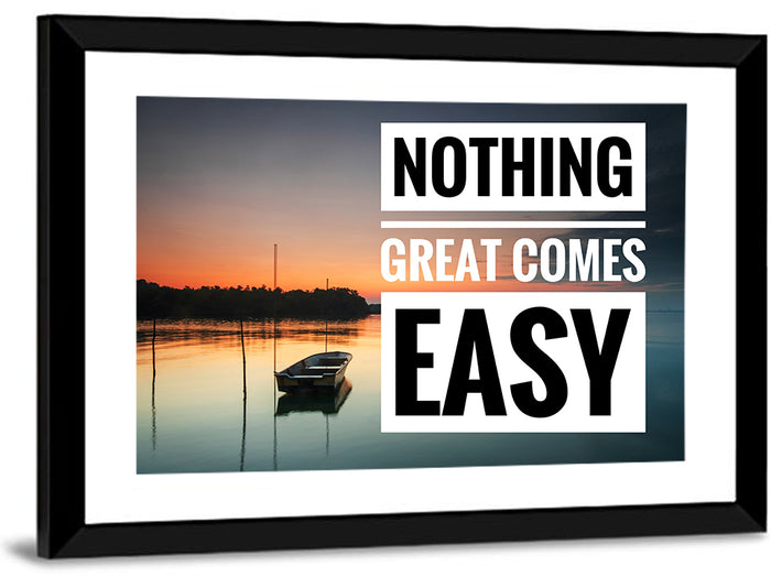 Nothing Great Comes Easy, Boat at Sunrise Wall Art as a framed print