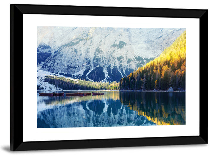 Lago Di Braies Reflection Wall Art as a framed print