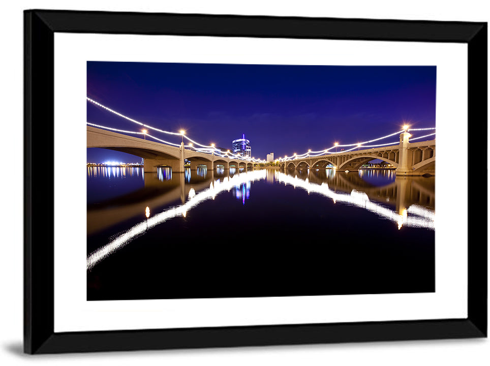 Mill Avenue Bridge Night Reflections Wall Art