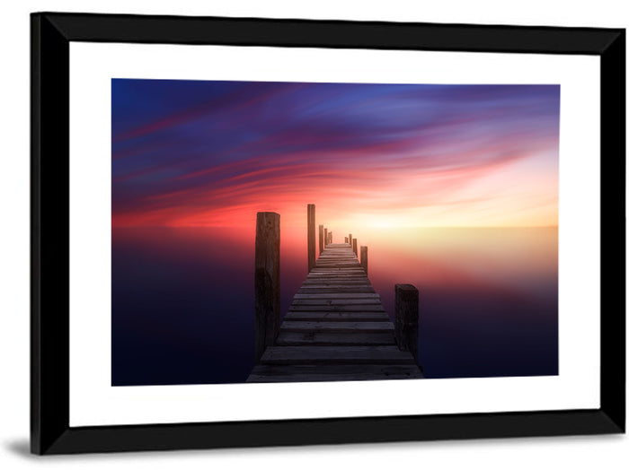Wooden Pier at Sunset Wall Art as a framed print