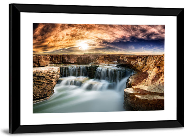 Glen Canyon Waterfall Wall Art as a framed print