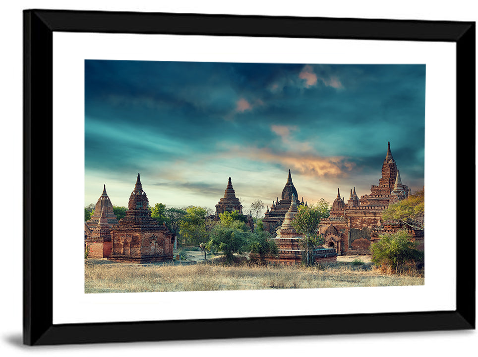 Bagan Ancient Pagodas at Sunrise Wall Art
