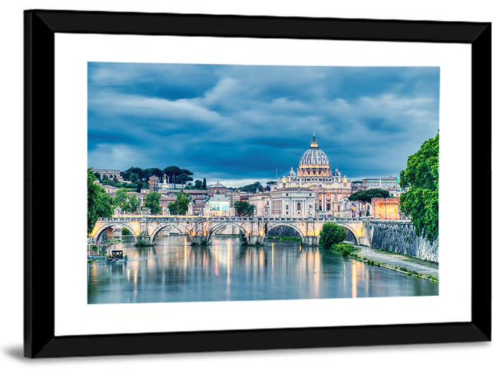 St Peter's Basilica at Dusk Wall Art as a framed print