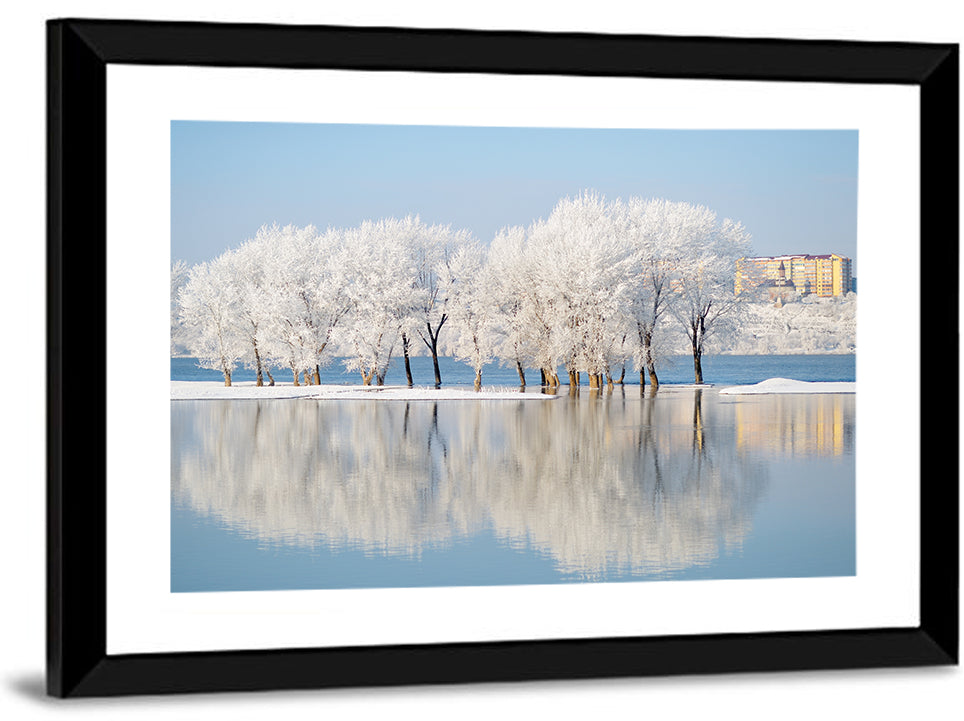Winter Lake Reflection Wall Art
