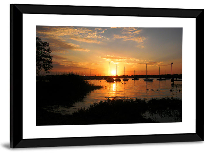 White Rock Lake Sunset Wall Art as a framed print