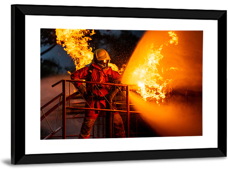 Firefighter Hose and Flame Wall Art