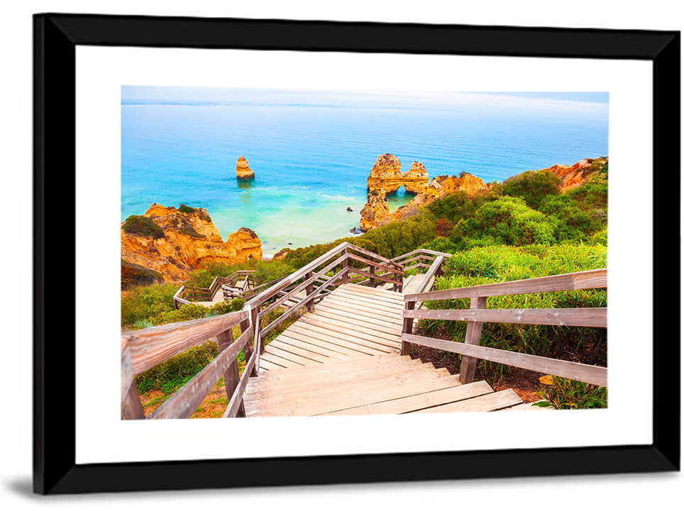 Wooden Stairs to Turquoise Atlantic Cove Wall Art