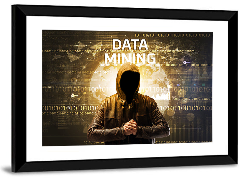 Hooded Hacker Data Mining Concept Wall Art