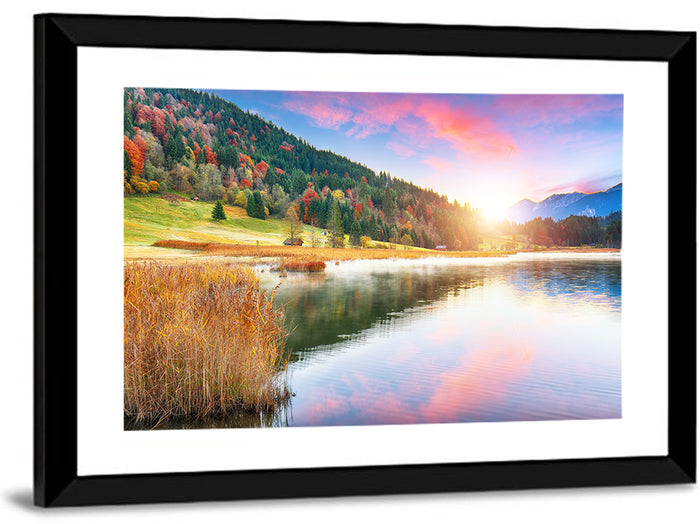 Wagenbruchsee Golden Hour Wall Art as a framed print