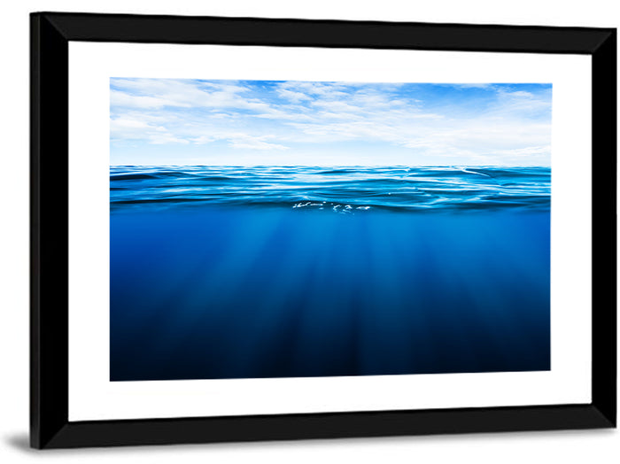 Split-level Ocean Sunlight Wall Art as a framed print