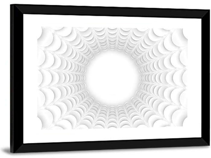 White Bubble Sphere Tunnel Wall Art as a framed print