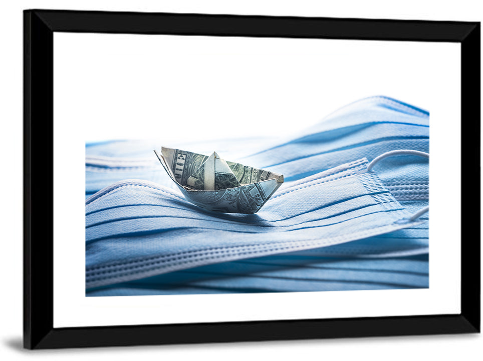 Dollar Boat on Surgical Masks Wall Art