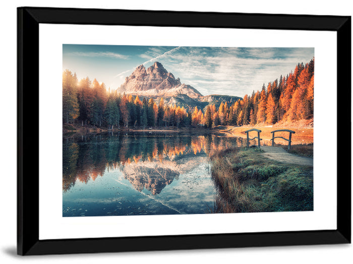 Lago Di Antorno Reflection Wall Art as a framed print