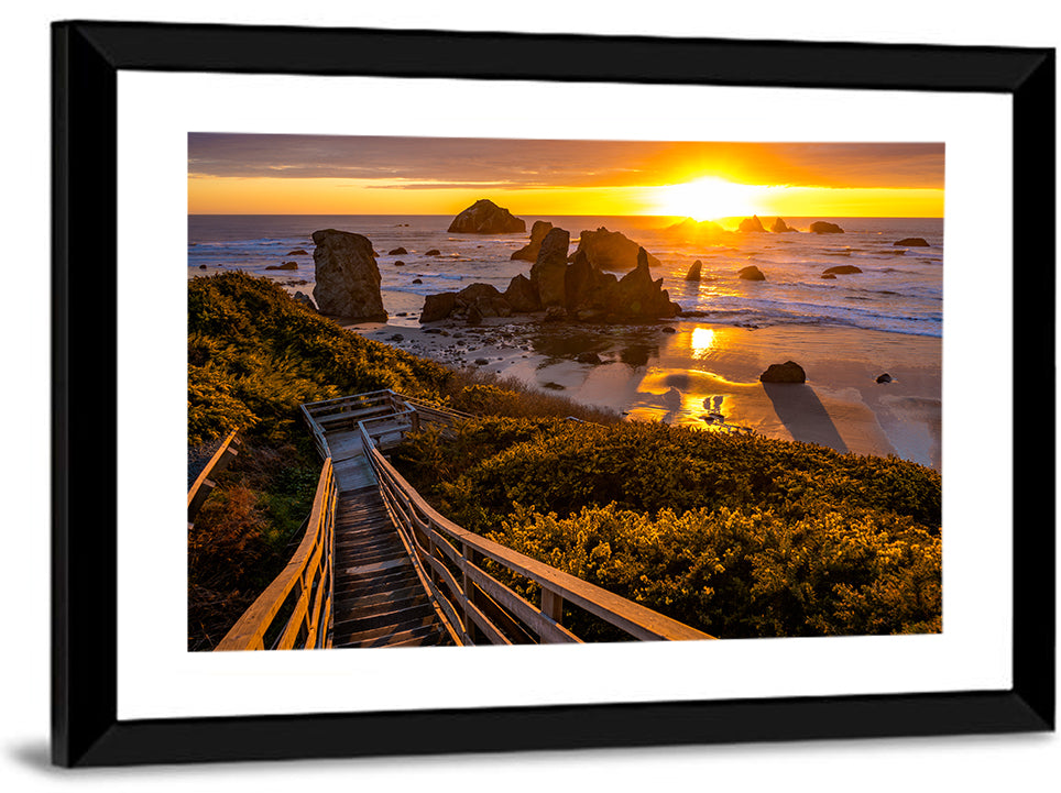 Bandon Beach Sunset Staircase Wall Art