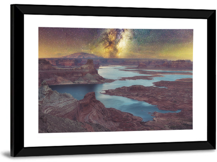 Milky Way Over Lake Powell Wall Art as a framed print