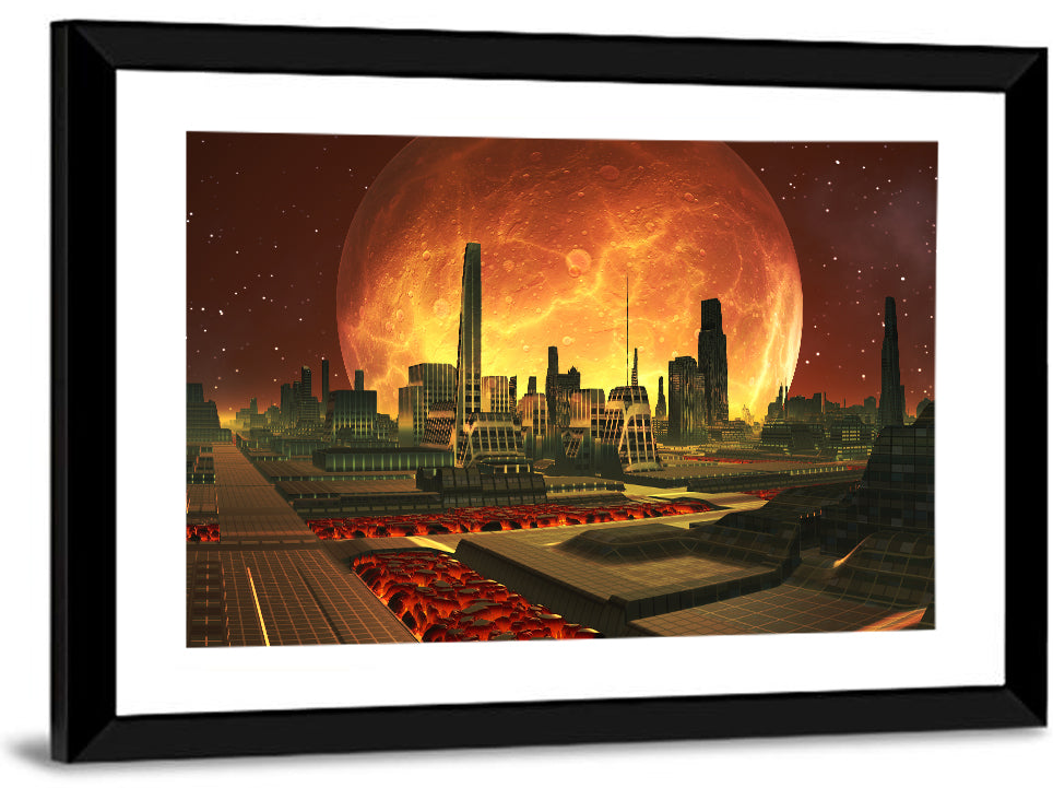 Molten Lunar Cityscape Wall Art