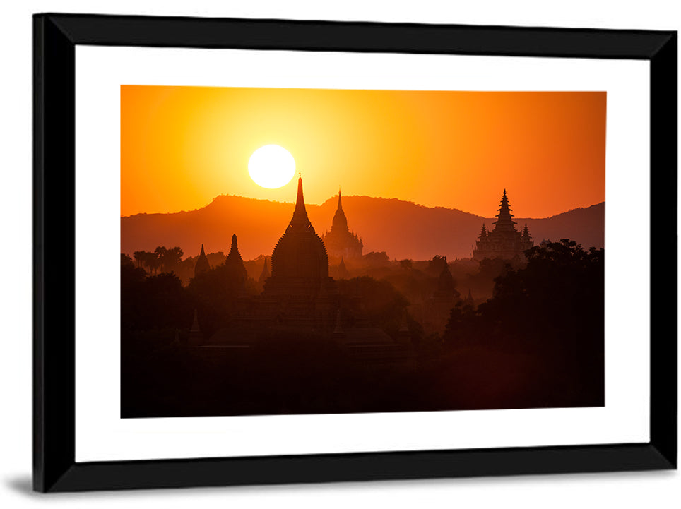 Bagan Pagodas at Sunset Wall Art