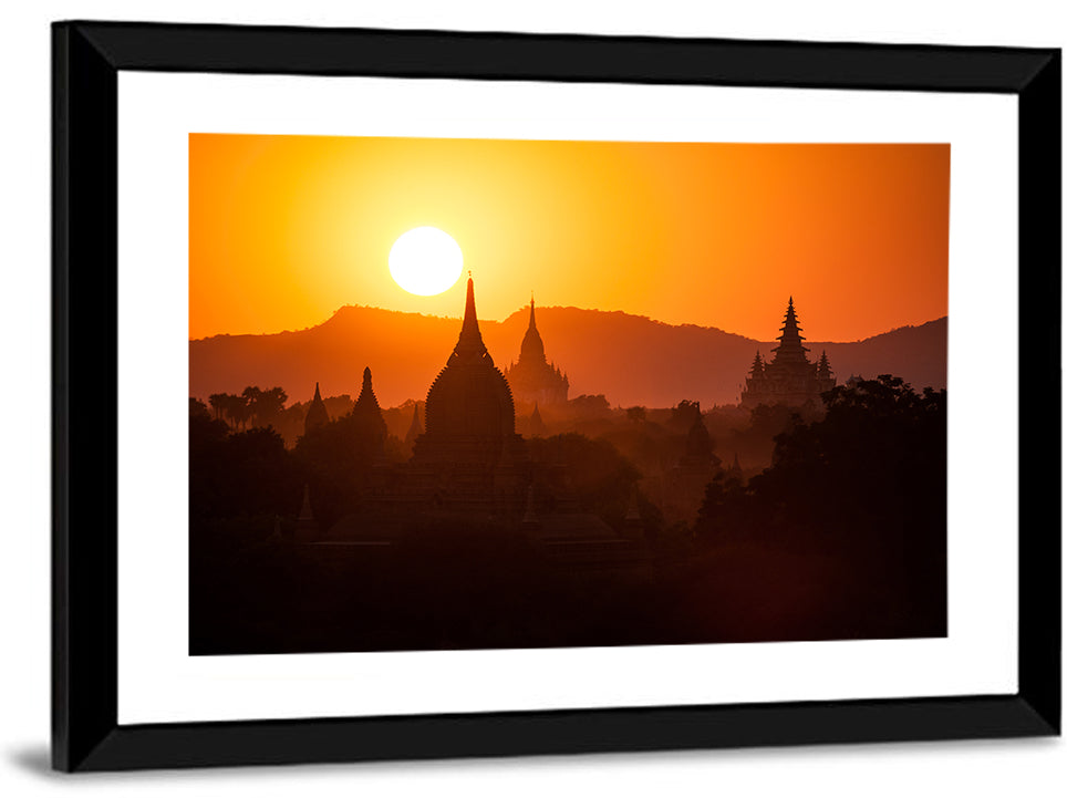 Bagan Pagodas Sunset Wall Art