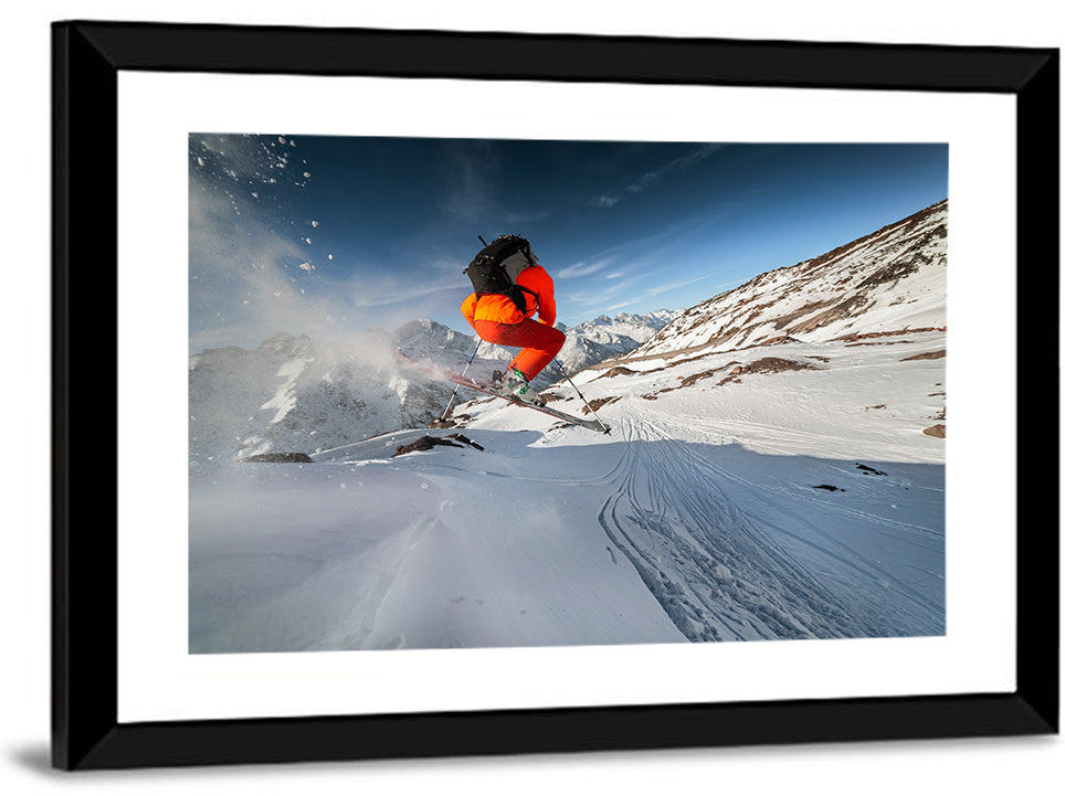 Skier Mid-air Jump Wall Art