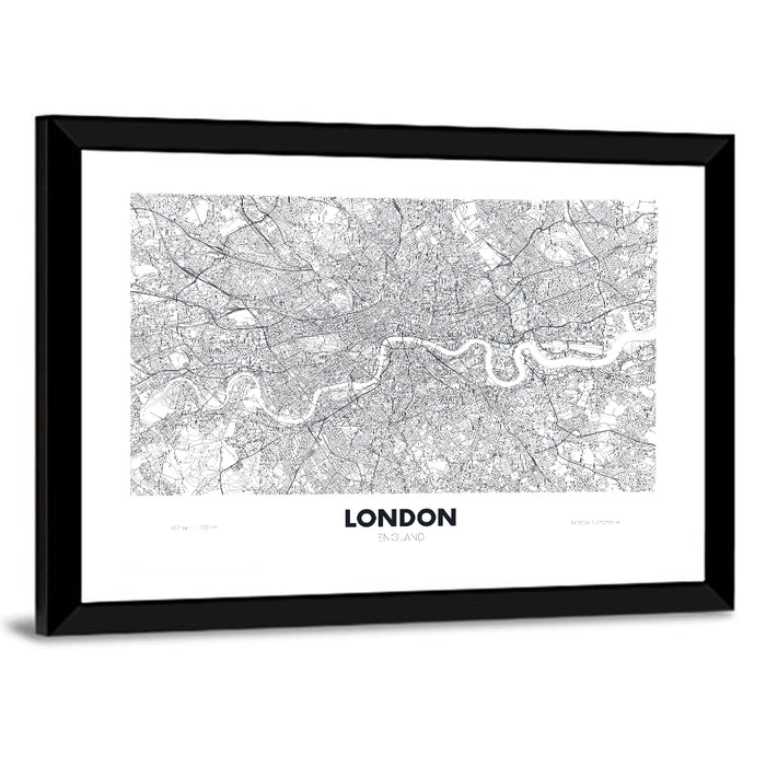 London River Map Wall Art as a framed print
