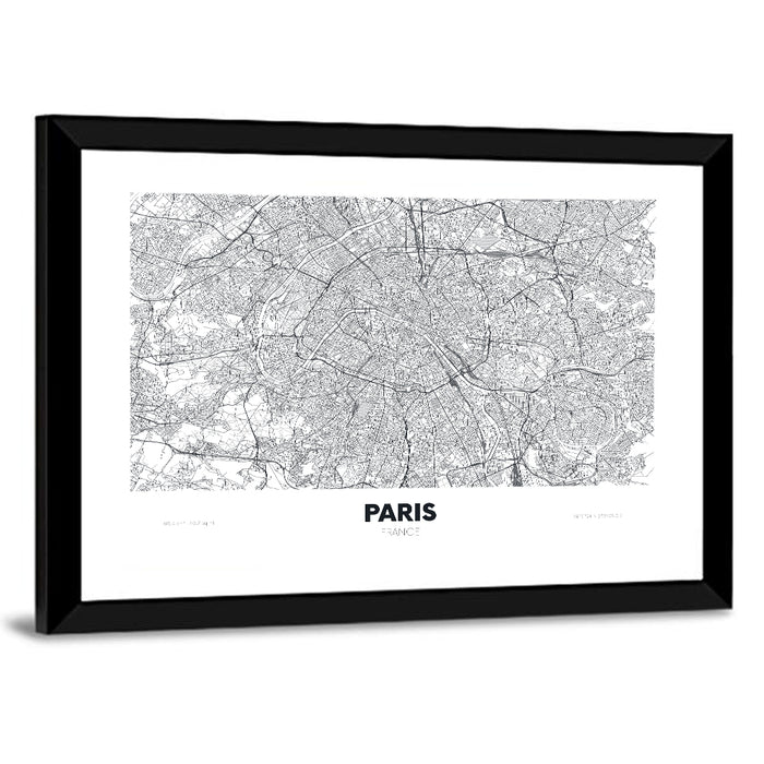Paris Aerial Map Wall Art as a framed print