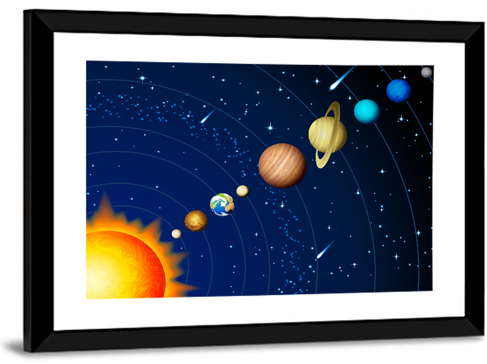 Diagonal Solar System Illustration Wall Art