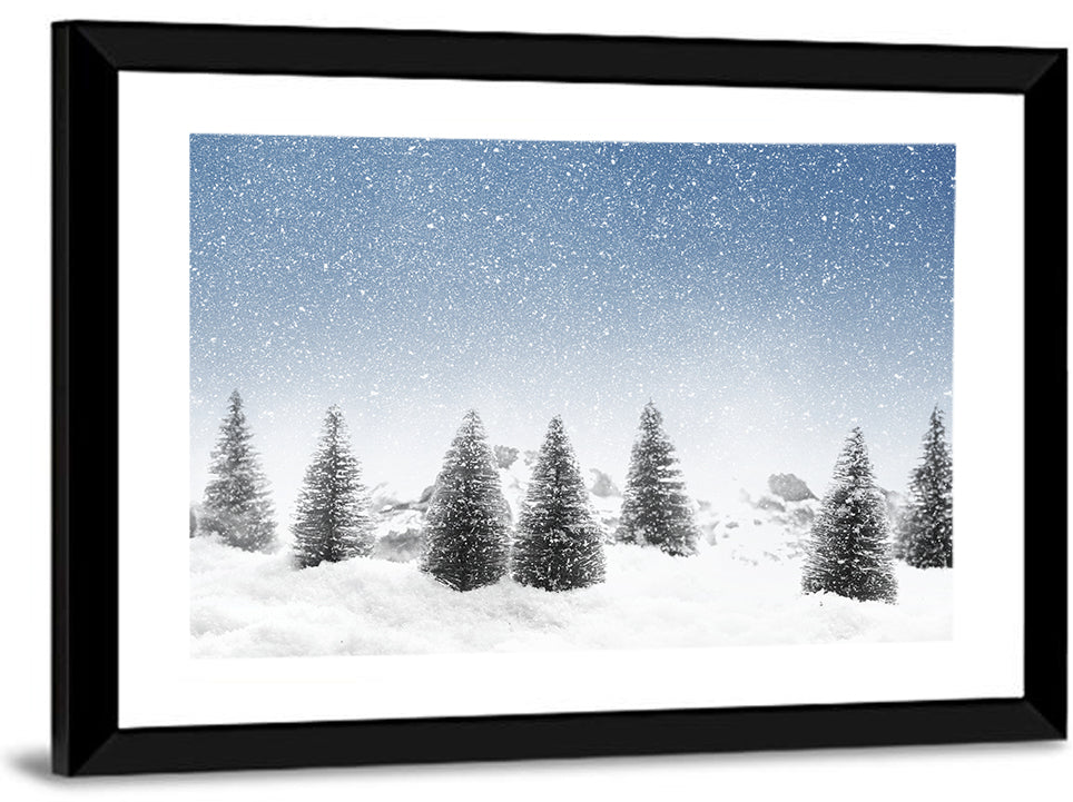 Winter Pine Trees Landscape Wall Art