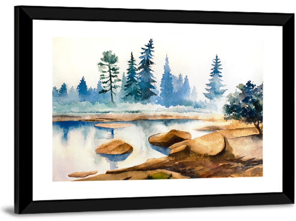 Misty Pine Stream Wall Art