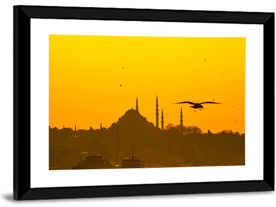 Süleymaniye Mosque Golden Hour Silhouette Wall Art