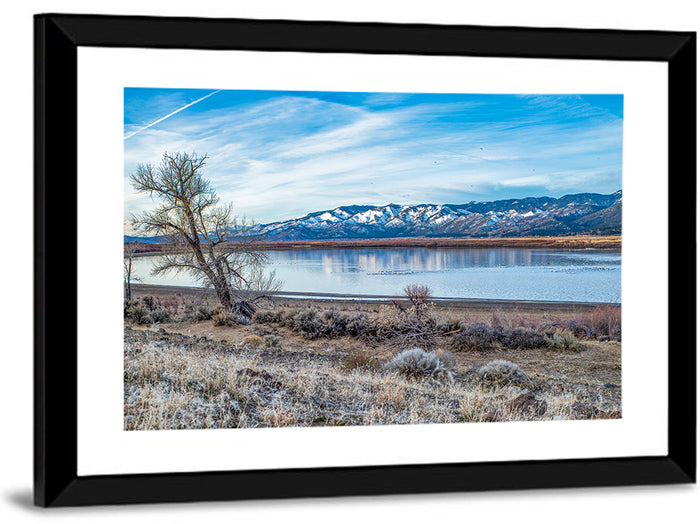 Winter Washoe Lake Morning Wall Art as a framed print