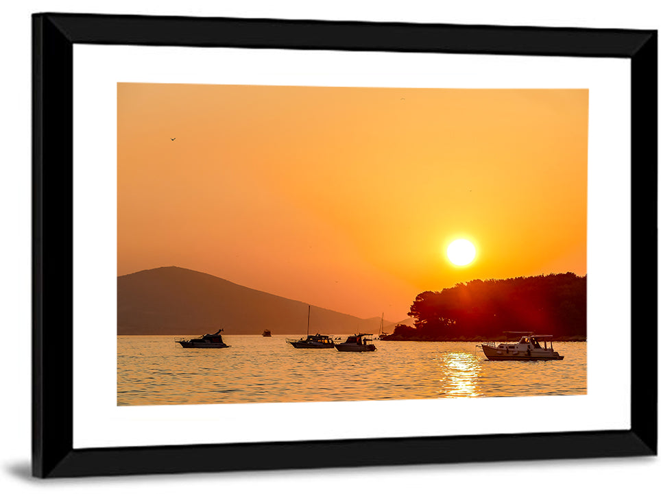 Golden Harbor Sunset Wall Art