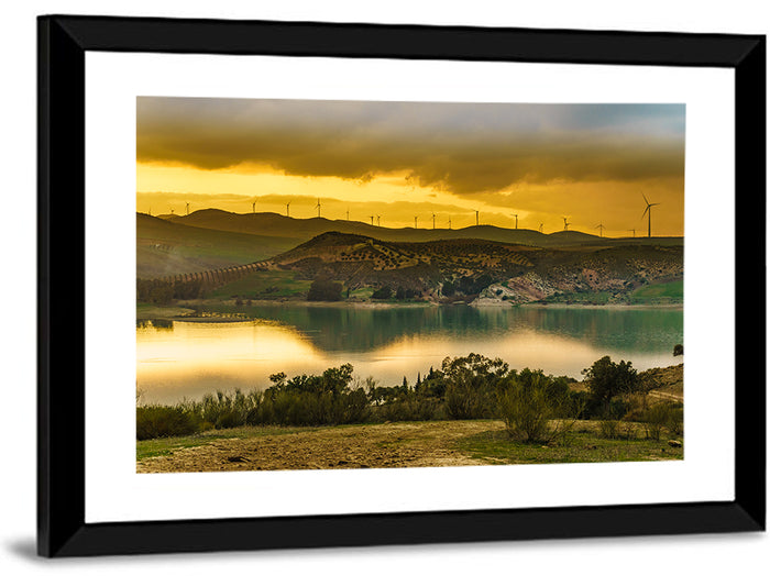 Andalucia Wind Farm at Golden Hour Wall Art as a framed print