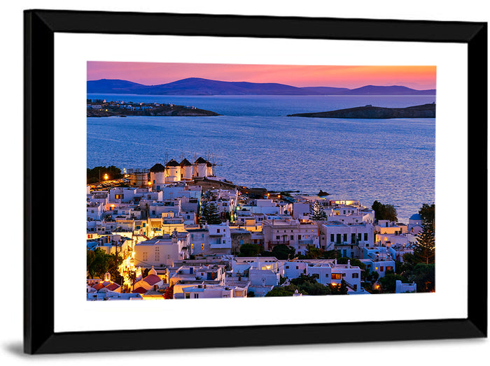 Kato Mili Windmills at Twilight Wall Art as a framed print