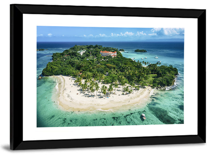 Cayo Levantado Aerial Beach Resort Wall Art as a framed print