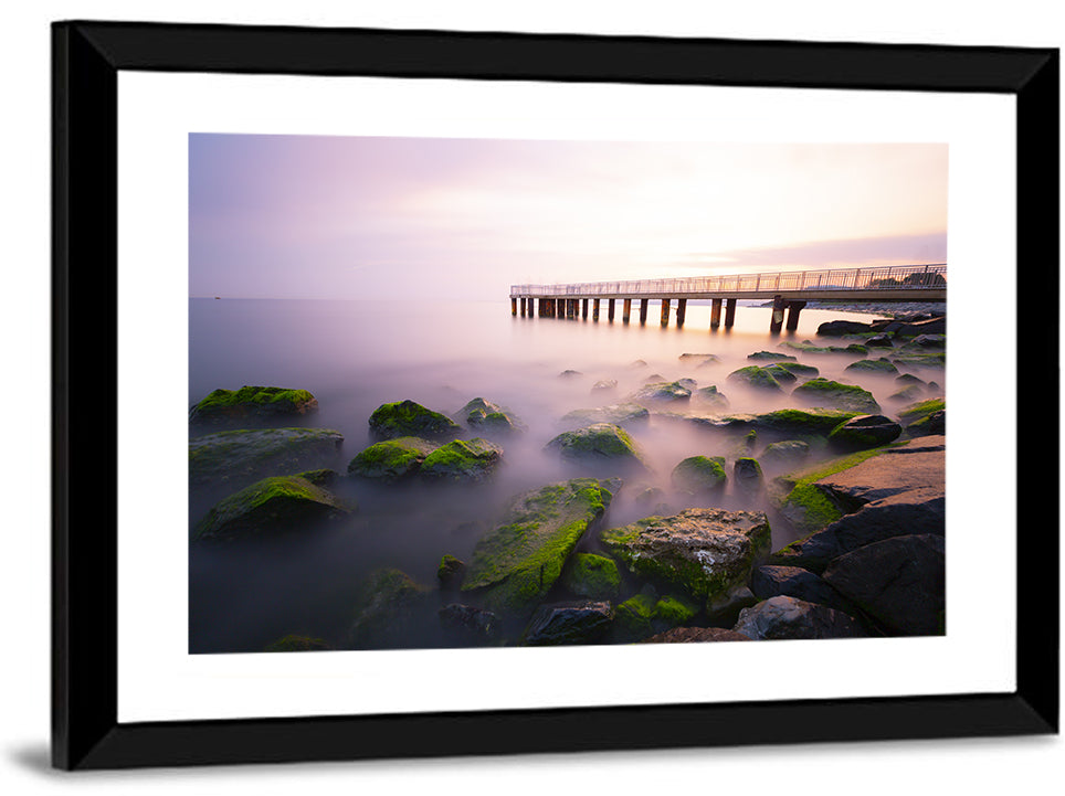 Florya Beach Pier at Lavender Dusk Wall Art
