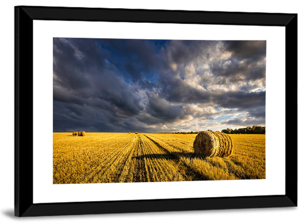 Hay Bale at Golden Hour Wall Art