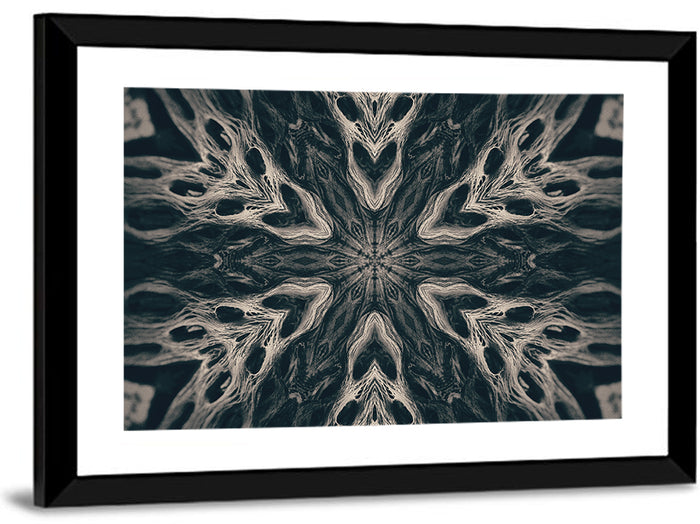 Black Gothic Demon Mandala Wall Art as a framed print