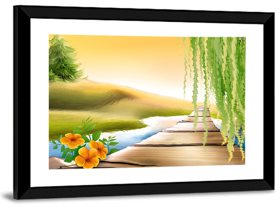 Golden Hour Willow Walkway Wall Art