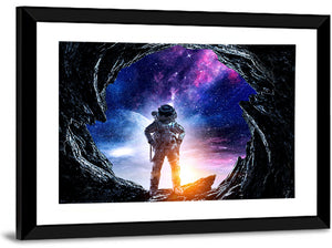 Aliens Planet Cave & Astronaut Wall Art