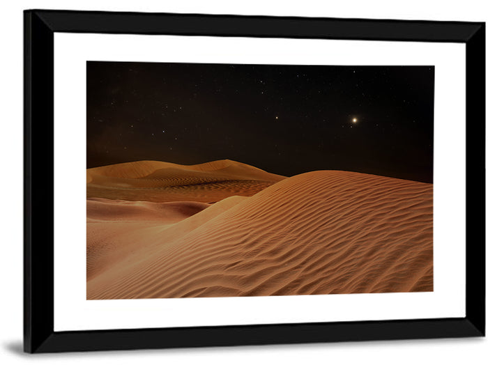 Starry Desert Night Wall Art as a framed print