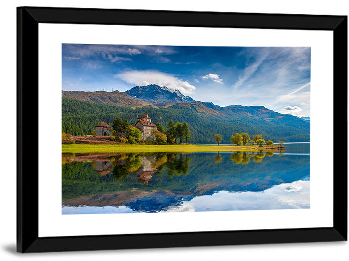 Lake Silvaplana with Crap Da Sass Wall Art as a framed print