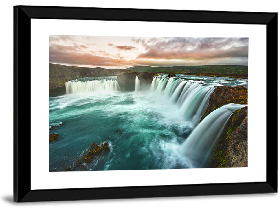 Goðafoss Waterfall at Golden Hour Wall Art